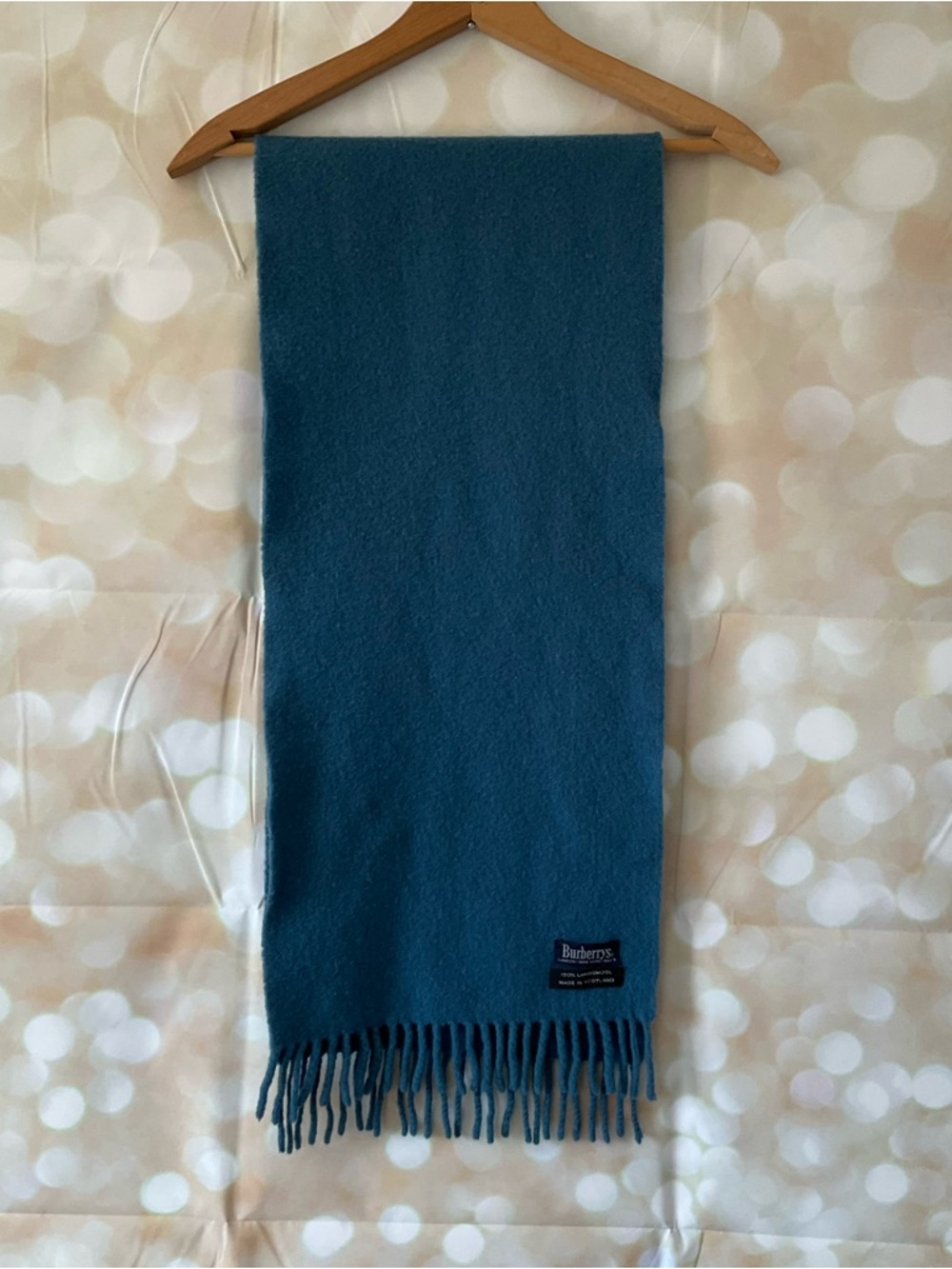 Vintage Burberry Blue Lambswool Scarf